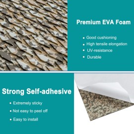 Hjdeck Boat Flooring EVA Foam Boat Decking Self-Adhesive Camo Marine Carpet Yacht Kayak Decking Non-Skid Sheet Swimming Pool RV Carpet Boat Foam Flooring Surfboard Marine Flooring Mats (47.2x11.8)
