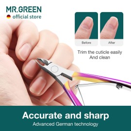 MR.GREEN Cuticle Nippers Gorgeous Colorful Cuticle Scissors Nail Manicure Clippers Trimmer Dead Skin Remover Cutters Beauty Tool (Colored Titanium)