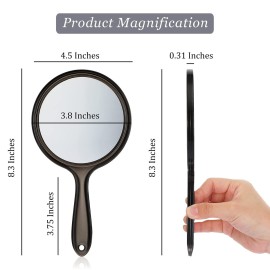 Jetec Hand Mirror Double Sided Handheld Mirror 1X/ 2X Magnifying Mirror with Handle Mirror Rounded Shape Makeup Mirror (Black)