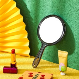 Jetec Hand Mirror Double Sided Handheld Mirror 1X/ 2X Magnifying Mirror with Handle Mirror Rounded Shape Makeup Mirror (Black)