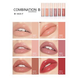 MAEPEOR Moisturizing Lipgloss Set 6PCS Smooth Hydrating Lip Gloss Neutral Nude Nourishing Glossy Lipgloss for Women and Girls (Moisturizing, 6PCS Set B)