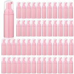 35 pcs 2oz (60ml) Foam Soap Dispensers Mini Plastic Refillable Travel Bottles with Pump for Hand Sanitizer Lash Shampoo Castile Liquid Pink