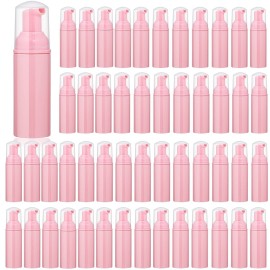 35 pcs 2oz (60ml) Foam Soap Dispensers Mini Plastic Refillable Travel Bottles with Pump for Hand Sanitizer Lash Shampoo Castile Liquid Pink