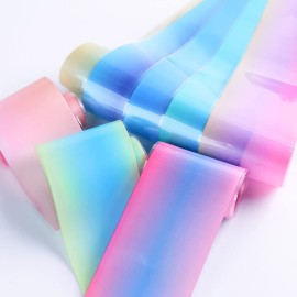 JERCLITY 10 Rolls Fluorescent Aurora Gradient Color Foil Nail Art Kit Colorful Neon Nail Foil Transfer Stickers Sheets Foil Nail Wraps for Foil Nail Art Supplies