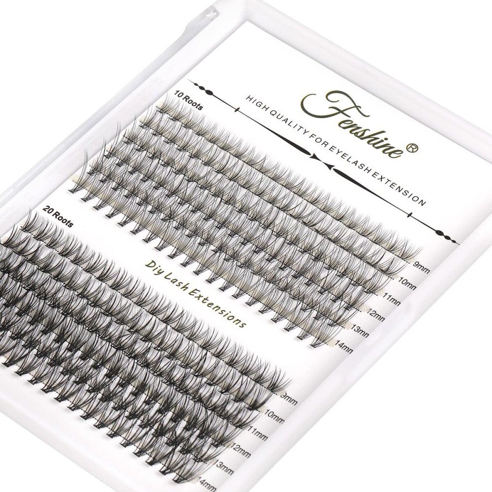 Fenshine Cluster Lashes Individual Lashes Wide Stem 0.07D 10D/20D Curl Mix 9-14mm Length DIY Eyelash Extension Individual Soft False Lashes for Personal Use at Home Fenshine Cluster Lashes Individual Lashes Wide Stem 0.07D 10D/20D Curl Mix 9-14mm Length DIY Eyelash Extension Individual Soft False Lashes for Personal Use at Home