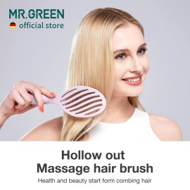 MR.GREEN Hollow Out Hair Brush Scalp Massage Combs Hair Styling Detangler Fast Blow Drying Detangling Tool For Wet Dry Curly Hair (Pink)