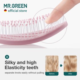 MR.GREEN Hollow Out Hair Brush Scalp Massage Combs Hair Styling Detangler Fast Blow Drying Detangling Tool For Wet Dry Curly Hair (Pink)
