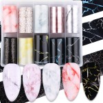 WOKOTO 10 Rolls Marble Design Nail Transfer Foils Kit for Women Nails Nail Foil Nail Art Full Nail Wraps Transfer Nail Stickers Decals for Foil Art Nail Art Decorations Stickers (1.57inch39.4inch)