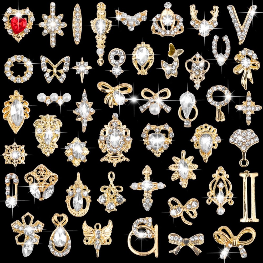 EBANKU 48 PCS 3D Nails Art Rhinestones Luxury Shiny Nail Diamonds Rhinestones Metal Nail Jewels for Alloy Nail Decorations EBANKU 48 PCS 3D Nails Art Rhinestones Luxury Shiny Nail Diamonds Rhinestones Metal Nail Jewels for Alloy Nail Decorations