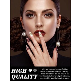 EBANKU 48 PCS 3D Nails Art Rhinestones Luxury Shiny Nail Diamonds Rhinestones Metal Nail Jewels for Alloy Nail Decorations EBANKU 48 PCS 3D Nails Art Rhinestones Luxury Shiny Nail Diamonds Rhinestones Metal Nail Jewels for Alloy Nail Decorations