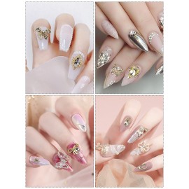 EBANKU 48 PCS 3D Nails Art Rhinestones Luxury Shiny Nail Diamonds Rhinestones Metal Nail Jewels for Alloy Nail Decorations EBANKU 48 PCS 3D Nails Art Rhinestones Luxury Shiny Nail Diamonds Rhinestones Metal Nail Jewels for Alloy Nail Decorations