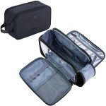ZEEMO Travel Toiletry Bag for Men, Extra Large Water-Resistant Double-Sided Full-Open Dopp Kit, Versatile Organizer for Shower and Hygiene Accessories, Bathroom Essentials, Cosmetics, Black