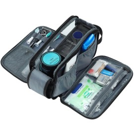 ZEEMO Travel Toiletry Bag for Men, Extra Large Water-Resistant Double-Sided Full-Open Dopp Kit, Versatile Organizer for Shower and Hygiene Accessories, Bathroom Essentials, Cosmetics, Black
