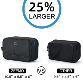 ZEEMO Travel Toiletry Bag for Men, Extra Large Water-Resistant Double-Sided Full-Open Dopp Kit, Versatile Organizer for Shower and Hygiene Accessories, Bathroom Essentials, Cosmetics, Black