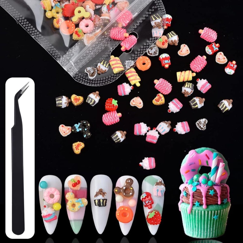 BAIYIYI Candy Decor for Nails Multi Shape Resin Candy Sweet Charms 3D Cute Slime Charms Beads Flatback Dessert Ice Cream Design for DIY Nail Art Craft Accessories with Tweezers(100 Pieces) BAIYIYI Candy Decor for Nails Multi Shape Resin Candy Sweet Charms 3D Cute Slime Charms Beads Flatback Dessert Ice Cream Design for DIY Nail Art Craft Accessories with Tweezers(100 Pieces)