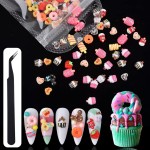 BAIYIYI Candy Decor for Nails Multi Shape Resin Candy Sweet Charms 3D Cute Slime Charms Beads Flatback Dessert Ice Cream Design for DIY Nail Art Craft Accessories with Tweezers(100 Pieces)