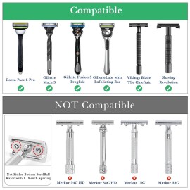 Linkidea Stainless Steel Safety Razor Stand, Men\'s Travel Shaving Razor Holder, Compatible with Gillette Fusion 5 Long Handle Safety Razor (Black)