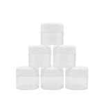 Flents Travel Cosmetic Jars for Personal Items, Clear Base for Labeling, TSA Approved, Durable and Refillable, 6 Pack, 1.25 oz, White