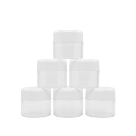 Flents Travel Cosmetic Jars for Personal Items, Clear Base for Labeling, TSA Approved, Durable and Refillable, 6 Pack, 1.25 oz, White