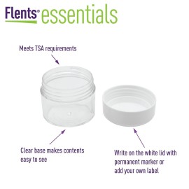 Flents Travel Cosmetic Jars for Personal Items, Clear Base for Labeling, TSA Approved, Durable and Refillable, 6 Pack, 1.25 oz, White