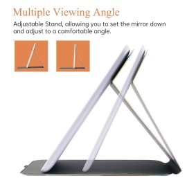 Rechargeable Travel Lighted Makeup Vanity Mirror with PU Leather Cover, Portable Travel Makeup Mirror with Lights, 3 Color Lighting,Touch Sensor Dimmable, Light Up Tabletop Cosmetic Mirror Folding