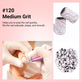 MelodySusie 100 Pcs Nail Drill Bits Sanding Bands for Nail Drill 120 Medium Grit Nail File Sanding Bands for Acrylic Nails Gel Manicures and Pedicure MelodySusie 100 Pcs Nail Drill Bits Sanding Bands for Nail Drill 120 Medium Grit Nail File Sanding Bands for Acrylic Nails Gel Manicures and Pedicure