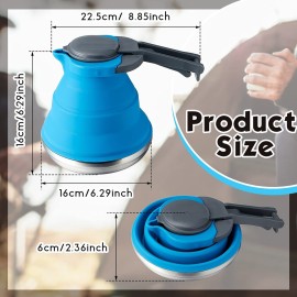 Geiserailie 1.5l Portable Collapsible Kettle Camping Pot Collapsible Tea Kettle for Hiking Travel and Outdoors(Blue)