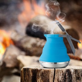 Geiserailie 1.5l Portable Collapsible Kettle Camping Pot Collapsible Tea Kettle for Hiking Travel and Outdoors(Blue)