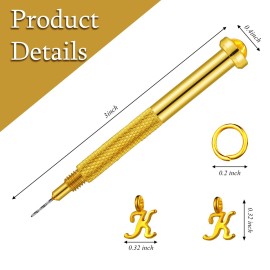 305 Pieces Dangle Nail Piercing Charms ABC Letter Set Alphabet Mini A-Z Letter Charms Alphabet Charms Initial Pendant Nail Jewelry Rings with Nail Piercing Tool Hand Drill for Tips (Silver, Gold)