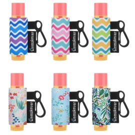 6 Pack Compact Clip-On Lipstick Holder Premium Release Clip Neoprene Sleeve Lip Balm with Clip Fits Most Standard Lip Balm, Large 6 Pack Compact Clip-On Lipstick Holder Premium Release Clip Neoprene Sleeve Lip Balm with Clip Fits Most Standard Lip Balm, Large