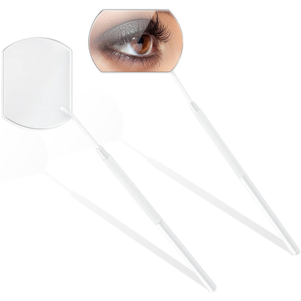 2 Pieces Lash Mirror for Eyelash Extensions Large Square Stainless Steel Eyelash Mirror Lash Tools(White) 2 Pieces Lash Mirror for Eyelash Extensions Large Square Stainless Steel Eyelash Mirror Lash Tools(White)