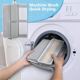 Bath Kneeler and Elbow Rest Pad Set - Gray Green - 1.5 inch Extra Thick Baby Bathtub Kneeling Pad and Removable Elbow Pad,with Baby Bath Toys and Organizer Pockets - Easy to Clean-Tiikiy