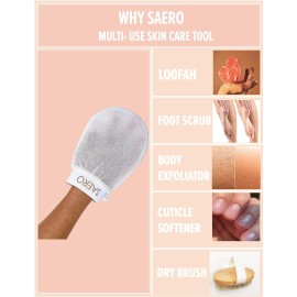 SAERO Exfoliating Glove (1pc) - 100% Vegan Viscose Body Scrub Glove - Traditional Kessa Korean Washcloth - Ideal for Self-Tan Removal & Keratosis Pilaris Treatment