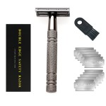 Metal Safety Razor for Men & Women, Double Edge DE Razor, One Single Blade Razor, Eco Friendly Razor for Body & Face, Zero Waste and Plastic Free Reusable Razor with 10 Blades