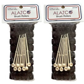 16 pc Vintage Style Hair Roller Mini Small Brush Rollers Mesh Curlers Bristles 2x 1/2 Flexible Locking Pins Small Curls Short Hair