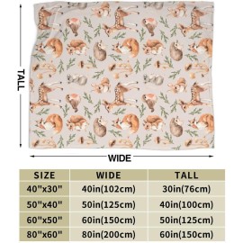 Duduho Cute Forest Animals Baby Blankets Soft Warm Fuzzy Plush Squirrel Mouse Fawn Fox Hare Hedgehog Bird Bed Throw Blanket for Newborn Infant Toddler Girls Boys Kids, 30x40