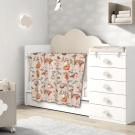 Duduho Cute Forest Animals Baby Blankets Soft Warm Fuzzy Plush Squirrel Mouse Fawn Fox Hare Hedgehog Bird Bed Throw Blanket for Newborn Infant Toddler Girls Boys Kids, 30x40