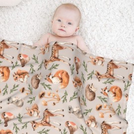 Duduho Cute Forest Animals Baby Blankets Soft Warm Fuzzy Plush Squirrel Mouse Fawn Fox Hare Hedgehog Bird Bed Throw Blanket for Newborn Infant Toddler Girls Boys Kids, 30x40