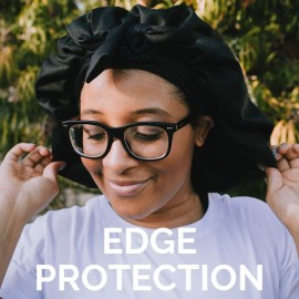 Jumbo Satin Reversible Bonnet with Adjustable Ties and Edge Protection for Long Hair, Braids, Twists, Crochet (19-inch, Monrovia Blooms + Coral Reef Pink)