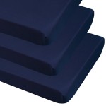 CaSaJa 3-Pack Fitted Crib Sheets Set for Baby Boys, Extra Soft Breathable 9 Deep Mattress Sheet for Standard Toddler Bed 28x52, Cozy Washable Microfiber Nursery Sheets, Navy Blue