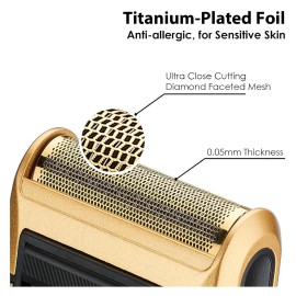 Styleader Retro Electric Razors for Men with Beard Trimmer, Rechargeable Mens Titanium- Plated Foil Shavers, Strong Power (Gold)