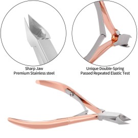 Cuticle Trimmer with Cuticle Pusher and Cutter,YINYIN Cuticle Remover Cutter Nipper Clippers Durable Pedicure Manicure Tools for Fingernails and Toenails(D501-RoseGold)