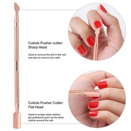 Cuticle Trimmer with Cuticle Pusher and Cutter,YINYIN Cuticle Remover Cutter Nipper Clippers Durable Pedicure Manicure Tools for Fingernails and Toenails(D501-RoseGold)