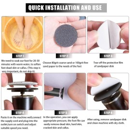 Electric Foot File Callus Remover Professional Foot File Pedicure Tools Adjustable Speed 120pcs Replacement Sandpaper disc Easy to Remove Cutin Dead Skin calluses(Black 120pcs) Electric Foot File Callus Remover Professional Foot File Pedicure Tools Adjustable Speed 120pcs Replacement Sandpaper disc Easy to Remove Cutin Dead Skin calluses(Black 120pcs)