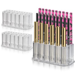 Foraineam 3 Pack Acrylic Eyeliner Lip Liner Holder Organizer, 26 Slots Makeup Brush Pencil Organization Container, Clear Cosmetic Storage Display Holder Foraineam 3 Pack Acrylic Eyeliner Lip Liner Holder Organizer, 26 Slots Makeup Brush Pencil Organization Container, Clear Cosmetic Storage Display Holder