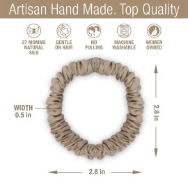 Luxury Artisan Mulberry Silk Scrunchies For Hair, 27 Momme Pure Natural Silk Luxury Artisan Mulberry Silk Scrunchies For Hair, 27 Momme Pure Natural Silk