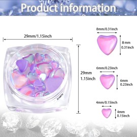 PAGOW 6 Boxes Acrylic Hearts Nail Charm, 6 Colors 3D Resin Love Nail Decals, Crystal Rhinestones Gems Nail Art Decorations, Nail Supplies for Jewelry Making, Valentine\'s Day (3 Sizes) PAGOW 6 Boxes Acrylic Hearts Nail Charm, 6 Colors 3D Resin Love Nail Decals, Crystal Rhinestones Gems Nail Art Decorations, Nail Supplies for Jewelry Making, Valentine\'s Day (3 Sizes)