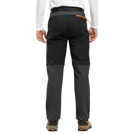 TBMPOY Men\'s Snow Ski Hiking Pants Waterproof Winter Fleece Lined Pants Camping Skiing Ice Fishing Pants with Belt 02 Thick Dark Grey L