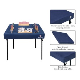 Plusvivo Felt Game Table Cover - Poker, Mahjong, Bridge; Machine Washable (36 x 36 Blue)