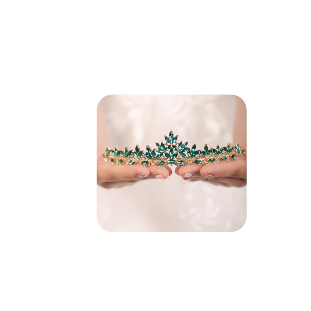 JWICOS Vintage Bridal Wedding Tiara Crystal Gemstone Queen Crown for Brides Rhinestone Halloween Crown for Women Prom Party